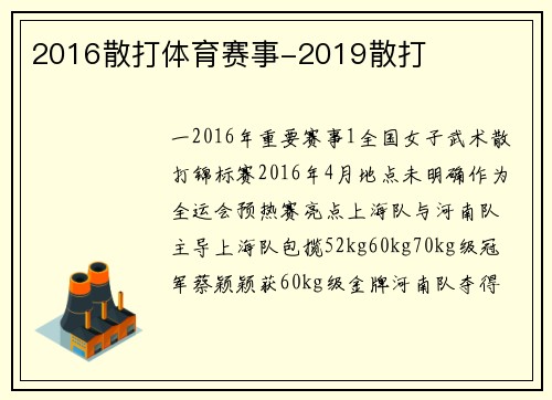 2016散打体育赛事-2019散打